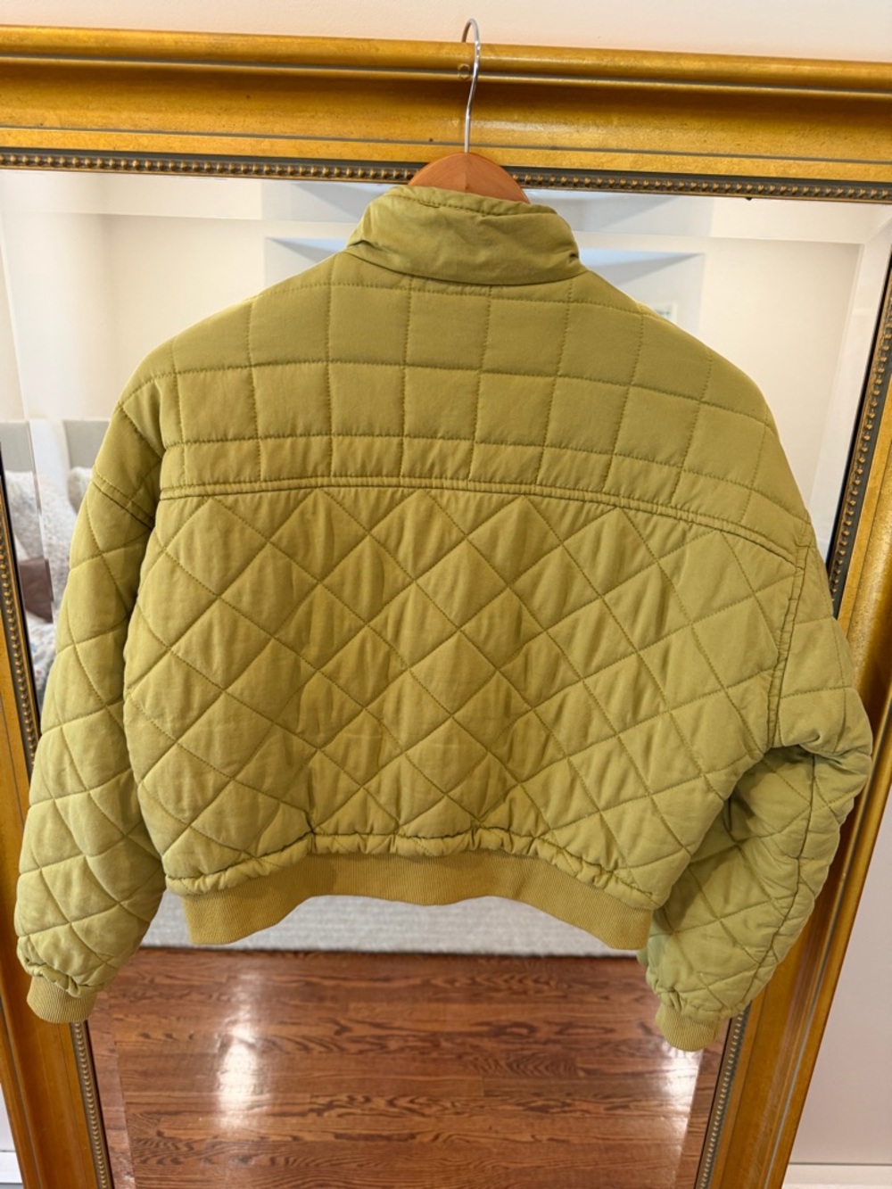 Quilted Bomber Jacket in Olive Green - Picture 3 of 3